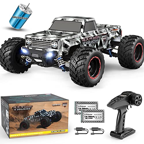HAIBOXING 903A, 1/12 Scale Brushless RC Cars, 4X4 Off-Road RC Monster Truck | Full-Aluminum Oil-Filled Shocks, Fast Remote Control Car MAX 55KM/H Speed, All-Terrian for Hobby Enthusiast, Dual Batteries - color: 903a
