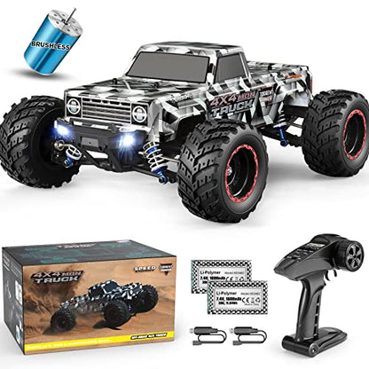 HAIBOXING 903A, 1/12 Scale Brushless RC Cars, 4X4 Off-Road RC Monster Truck | Full-Aluminum Oil-Filled Shocks, Fast Remote Control Car MAX 55KM/H Speed, All-Terrian for Hobby Enthusiast, Dual Batteries - color: 903a