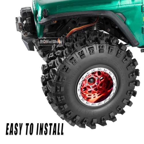 2.2" Beadlock RC Wheels for 1/10 RC Crawler SCX10 Capra,AMG 6x6,TRX4,Red cat Gen8 Everest Gen7 Pro,Alloy Aluminium rc Wheels 2.2 Beadlock Wheel 2.2 rc Rims,4pcs,Red - color: Red(4pcs)