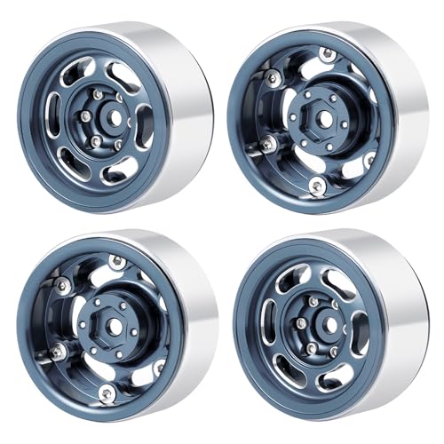 MOHERO 4Pcs 1.3 RC Beadlock Wheel Rims for 1/18 1/24 RC Crawler TRX4M Axial SCX24 Redcat Ascent-18 Upgrade Parts (Grey) - color: Grey
