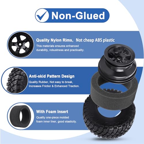 4.72 inches 120mm RC Short Course Tires and Wheels 12mm Hex for 1/10 Traxxas Slash 2WD Slash 4x4 Losi SCT Redcat Blackout SC, Set of 4 (Type 2)