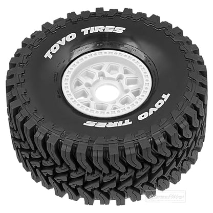 RC Wheels and Tire for 1/8 Maxx Slash 6S Short Course Truck(102076-4),All-Terrain Rubber Tyres w/Foam Insert,Replacement for #10272,White - color: White(4pcs)