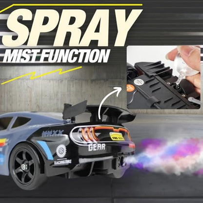 Liberty Imports RC Drift Car 1/16 2.4GHz 4WD Remote Control Sport Racing On-Road Vehicle with LED Light, Batteries and Drift Tires (Silver) - color: Silver