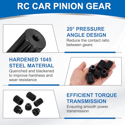 uxcell 2Pcs 1.5 Mod 10T Spur Gear 5mm Bore, 1045 Steel Pinion Gear Black Surface Treatment, 20°Pressure Angle, for Spur Rack and RC Model Car or Motor DIY - size: 1.5 Mod 10T, 5mm
