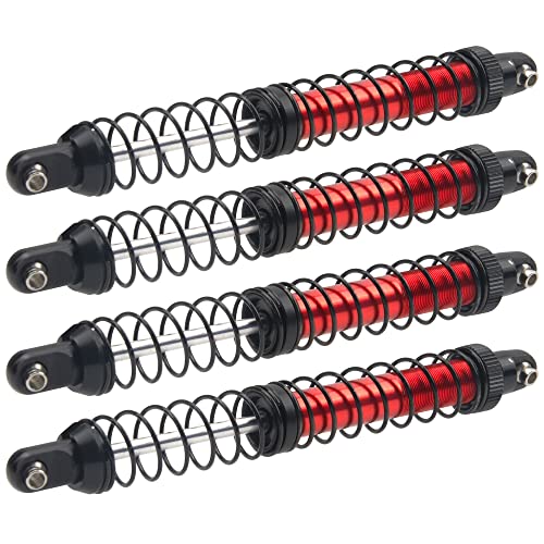 4Pcs Vgoohobby Metal Shocks Absorber Adjustable Dampers Compatible with Axial SCX10 Traxxas TRX4 D90 90046 Redcat Gen7 1/10 RC Crawler Car (Red,120mm)