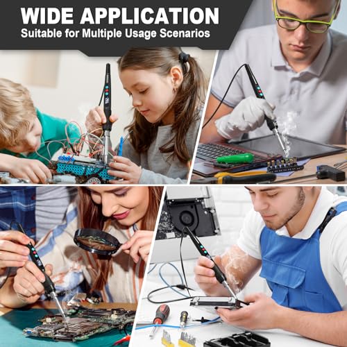 Soldering Iron Kit, 100W Soldering Gun with LED Digital Display, Adjustable Temperature 356-932℉ Solder Kit for Electronics, Includes Soldering Iron Tip, Solder Wire, Stand, Tweezers and Paste, Black - color: Black