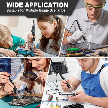 Soldering Iron Kit, 100W Soldering Gun with LED Digital Display, Adjustable Temperature 356-932℉ Solder Kit for Electronics, Includes Soldering Iron Tip, Solder Wire, Stand, Tweezers and Paste, Black - color: Black