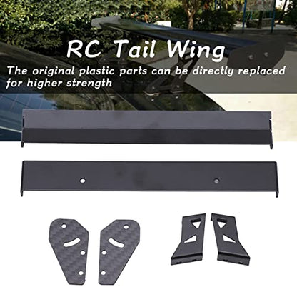 RC Car Rear Wing Aluminum Alloy Carbon Fiber High Performance Adjustable Angle Spoiler for 1/10 On Road Racing Drift Cars Universal Fit HSP Kyosho LC Black 165mm