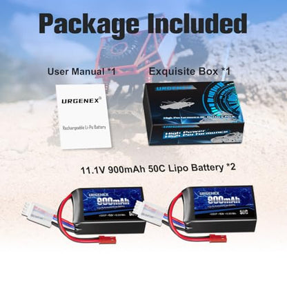 11.1V 900mAh Lipo Battery 3S 50C High Discharge Rate RC Battery Pack with JST Plug Rechargeable Lipos for RC Airplane Racing Drone Helicopter Quadcopter Micro FPV RC Car Truck Boat