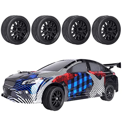 Pre-Glued OD 2.56" 12mm Hex Wheels Rims & Rubber Tires 26mm for 1/10 Scale On Road Racing Car Drift RC Touring Car, Set of 4 (Color C) - color: Color C