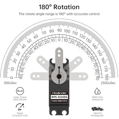 35KG High Torque Coreless Servo Motor Metal Gear Digital and Stainless Steel Gear Servo for Robotic DIY, RC Car Control Angle 180° - size: 35KG/180°