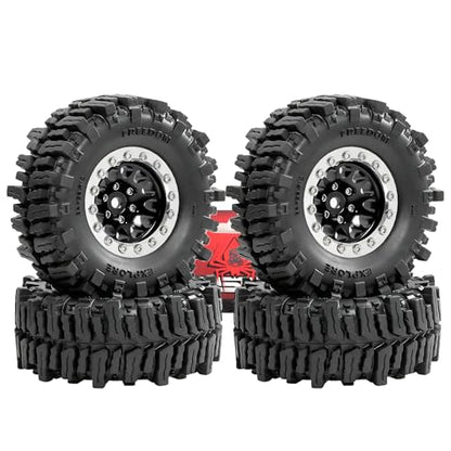 REDSPIDER RC 1.3inch Beadlock Wheels and Crawler Tires 64mm * 26mm Mud Slingers X Super Soft Sticky Tyres For RC 1/24 1/18 Scale Crawler TRX4M SCX24 FCX24 FCX18 (Black) - color: Black