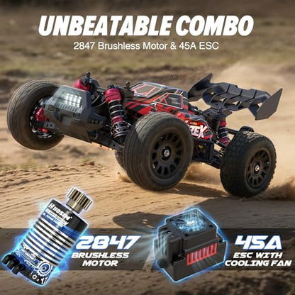 Hosim Brushless RC Buggy for Adults and Kids 60KM/H, 1/14 Electric High Speed All Terrain Remote Control Car, Hobby RC Trucks 4x4 Off Road RC Car, Waterproof RC Vehicle for Snow/Sand/Beach Age 8+