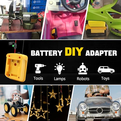 Battery Adapter Compatible with DeWalt 20V, Drill Batteries Converter for RC Car Toys, Rc Trucks, Robotics, Mods, Adapters Conversion Upgrade Kit DIY Tools Accessories with Switch 30A Fuse 12AWG Wire - color: Yellow