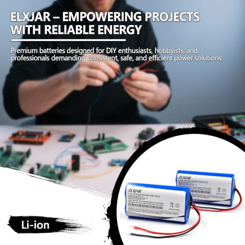 (2-Pack) 7.4V 2200mAh Rechargeable Battery Module with Bare Leads | Two-cell battery module with PCB protection for compatible LED lights, RC models and DIY electronics requiring bare leads.