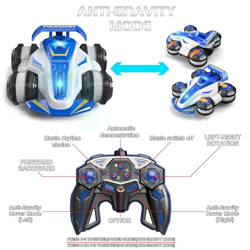 High Speed Drift Remote Control Stunt Deformation Car, Birthday Gifts, for Boys and Girls 4-16 Years Old (Sky Blue) - color: Sky Blue