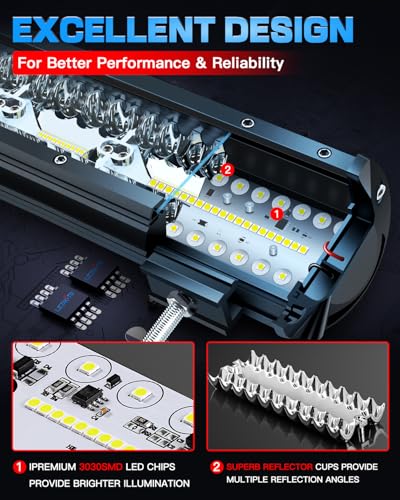 20 Inch LED Light Bar Spot Flood Combo 280W with Wiring Harness Kit | Triple Row LED Off Road Driving Work Light Bars Kit with 3Pin Rocker Switch for Je-ep Trucks SUV Pickup Tractor Golf Ford GMC - size: 20 Inch LED Light Bar Kit