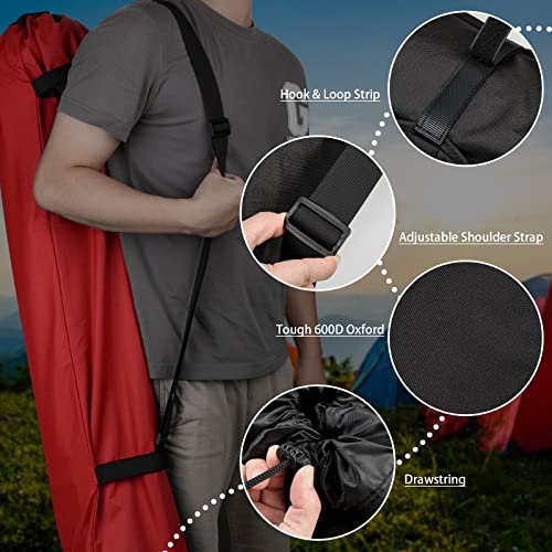 Xxerciz Folding Chair Carry Bag - 48 Inch Nylon Storage Tent Bag with Adjustable Shoulder Strap for Travel, Camping, Sports - color: Red