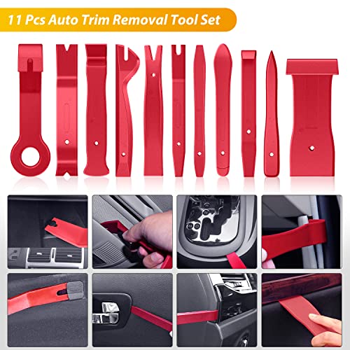 GOOACC 200Pcs Auto Trim Removal Tool and Push Pin Retainer Clip Set | Fastener Terminal Remover Adhesive Cable Clips Round Handle Crowbar Kit Car Panel Radio Auto Clip Pliers - color: 120Pcs Clips +80 Remover