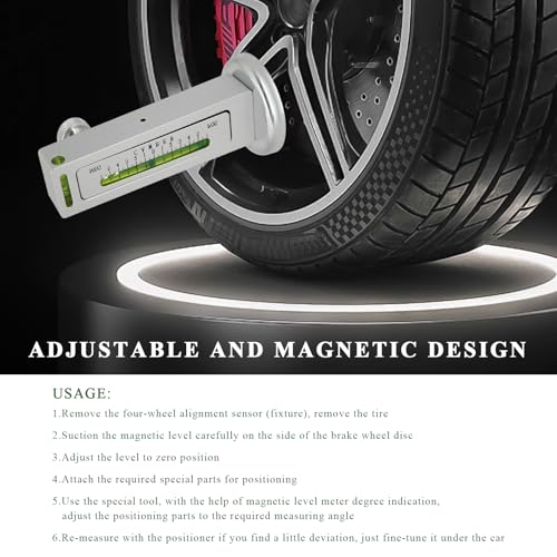 Adjustable Magnetic Gauge Tool, Auto Camber Castor Strut Wheel Alignment Instrument with Magnetic Base, Universal Caster Pillar Wheel Alignment Tool for Car Truck RV Tire Repair