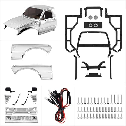 INJORA IR60-24 Body for SCX24 C10 Bronco Wrangler Base Camp 4Runner(Chrome) - color: Chrome
