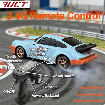 YUCT LDRC LD1898 1/18 RWD RC Porsche Drift Car with Gyro（Blue | RC Drift Car with Proportional Throttle Steering, Metal Drive Shaft & Alloy Shell Adults - color: Ld1898-blue