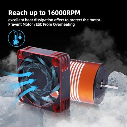 RC Car Motor Cooling Fan Heatsink 16000RPM Brushless ESC Cooling Fan 40x40mm for RC Car 1/8 1/10 540 550 Motor (Red) - color: Red