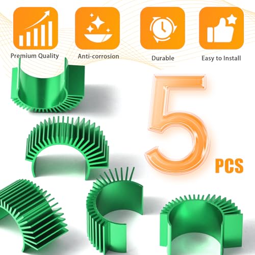 5PCS Aluminum Heatsink Electric Engine Motor Heat Sink Cooling Fins Replacement for #03300, Compatible with 1/10 HSP Traxxas HPI Tamiya Losi 550 540 3650 Size Brushed/Brushless Motor(Green) - style: Green