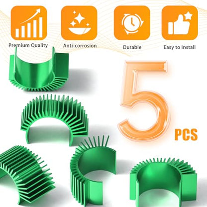 5PCS Aluminum Heatsink Electric Engine Motor Heat Sink Cooling Fins Replacement for #03300, Compatible with 1/10 HSP Traxxas HPI Tamiya Losi 550 540 3650 Size Brushed/Brushless Motor(Green) - style: Green