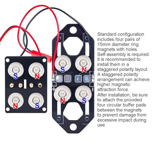 Magnetic Powered Body Post Mount Kit, 4-Pin Magnetic Body Mount with Adjustable Posts, Universal Shell Column for TRX4 TRX6 SCX10 SCX10 II Capra Gen8 D90 1/10 & 1/8 RC Crawler Upgrade