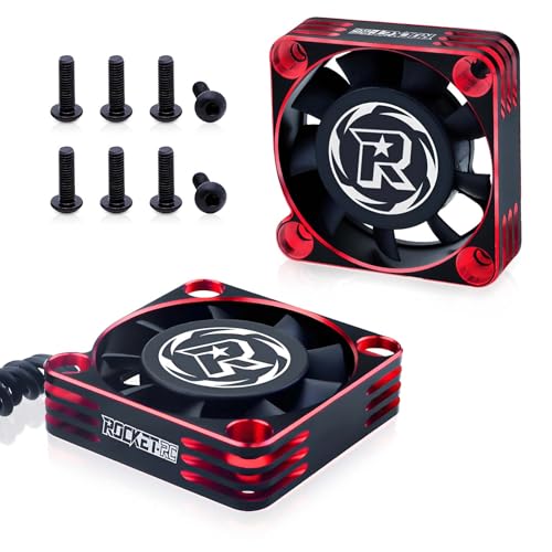2Pack Rc Cooling Fan,1600RPM RC Motor Fan 40x40mm RC Fans for 1/8 1/10 Car Brushless Motor (Black Red) - style: 2Pack Black Red