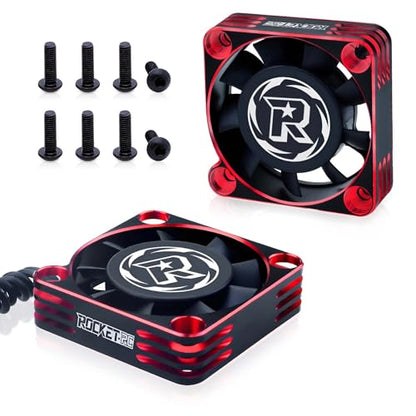 2Pack Rc Cooling Fan,1600RPM RC Motor Fan 40x40mm RC Fans for 1/8 1/10 Car Brushless Motor (Black Red) - style: 2Pack Black Red