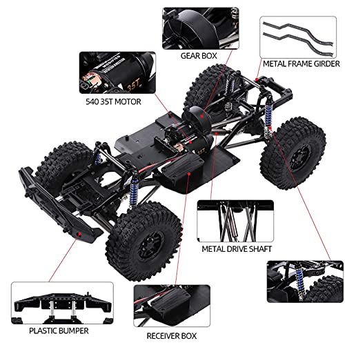 313mm Wheelbase Chassis Frame w/Tries for 1/10 AXIAL SCX10 II 90046 90047 RC Crawler Climbing Car DIY - size: with Tires