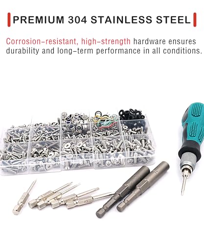 710Pcs Universal RC Screw Assortment Kit & Repair Tool Set for Traxxas | 304 Stainless Steel,For HPI Arrma SCX10 Losi 1/8 1/10 1/12 1/16 Scale RC Cars,Rust Resistance,Compartment Storage Case