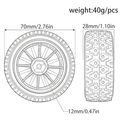 1/10 RC Wheels and Tires，70mm On Road Rubber Tires， for HPI Ken Block's Tamiya XV01 TT01 TT02B Kyosho FAZER MK2 Lc Racing PTG HSP RGT RC 3RACING D5 1/10 RC Rally Car (Grey) - color: Grey