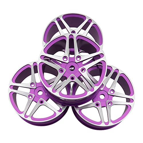 ShareGoo Metal Wheel Rims RC 12mm Hex Hubs 1/10 RC Drift On-Road Racing Touring Wheel Rim Compatible with HSP Tamiya Kyosho RedCat Sakura WLtoys Universal 1/10 RC Scales,5-Spoke (Purple) - color: Purple