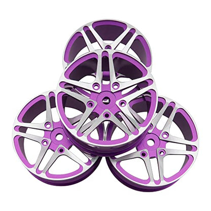 ShareGoo Metal Wheel Rims RC 12mm Hex Hubs 1/10 RC Drift On-Road Racing Touring Wheel Rim Compatible with HSP Tamiya Kyosho RedCat Sakura WLtoys Universal 1/10 RC Scales,5-Spoke (Purple) - color: Purple