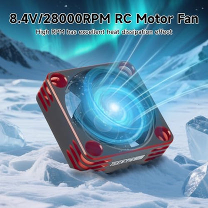 28000RPM RC Motor Heatsink ESC Cooling Fan,30mm,2 Pack,Red | RC Model Heatsink for 1/8 1/10 1/12 Scale,RC Car,Truck,Buggy Truggy,540 550 Brushless Motor - color: Red