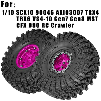 1.9 RC Wheels for 1/10 SCX10 90046 AXI03007 TRX4 TRX6 VS4-10 Gen7 Gen8 MST CFX D90.Aluminium RC Truck Tires Highway Tires 1.9" RC Wheels and Tires 1.9 Beadlock Wheel Rim RC Tires,Pink&Black - color: Pink&black（for 1/10）