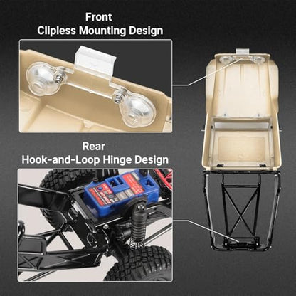 RC Spare Part Compatible with TRX4M for Defender for Bronco Hard Body Shell with Cage for 1/18 RC Crawler Car Upgrade Accessories(Brown) - size: Brown