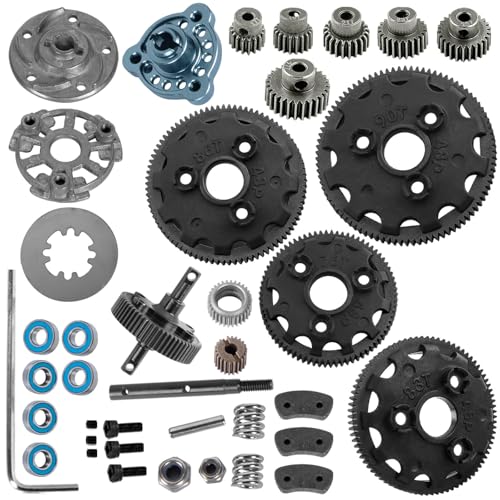 RC 48P Spur Gear (76T 83T 86T 90T) Upgrades Part for 1/10 Slash/Rustler/Stampede/Bandit 2WD (VXL),w/Slipper Clutch & Transmission Gear & Slipper Rebuild Kit & Pressure Plate,Titanium - color: (76t 83t 86t 90tgear) - Titanium