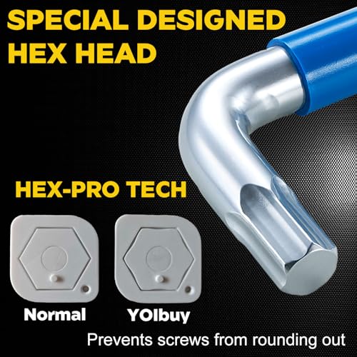 YOIbuy PRO Hex Key Wrench Set, 9-Piece Metric Allen Wrench Set, 1.5-10MM, SK2 Steel, Anti-Slip Ball End, Long Arm, Color-Coded, HEX-PRO Tech, for Mechanical Equipment, Vehicle, and Bicycle Repairs