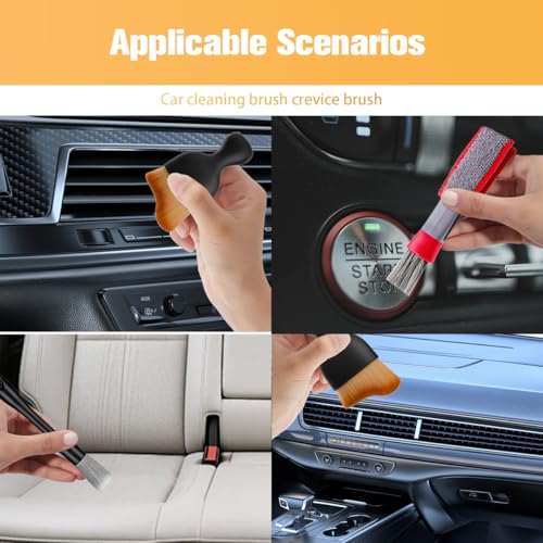 4PCS Car Detailing Brush Kit, Including 1 Ultra Soft No Scratch & 3 Vent Cleaning Brushes, Multi-Use Automotive Interior Detailing Kit, Universal for Most Vehicles - size: 4PCS