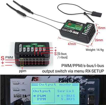 FS-iA6B Receiver 6CH for FLYSKY FS-i6 FS-i6X & FS-i6S RC Transmitter | 6 Channels 2.4GHz AFHDS2A | Support PWM PPM i.bus