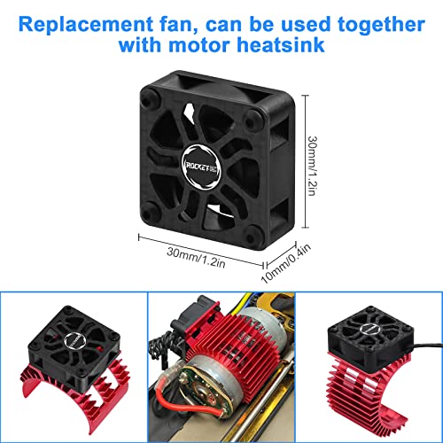 RC Cooling Fans 30mm 27000RPM Surpass Hobby RC Motor ESC Fan with Cover | Replacement Fans (Without Motor Heatsink) for 1/8 1/10 RC Car Truck Buggy Truggy - color: Black Fan Only
