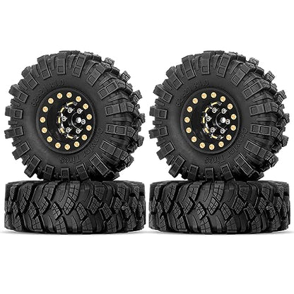 OGRC 1.0 Brass Beadlock Wheel and Tires Set for 1/18 TRX4M 1/24 SCX24 FCX24 | 62*21mm, 47g/pc Brass Wheels, 7mm Negative Offset, Soft & Sticky Compound Tires
