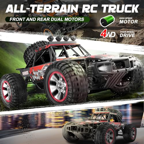 1/10 Scale Fast RC Cars, 48KM/H 4WD Off-Road High Speed Remote Control Trucks for Adults and Kids Boys, All Terrain Truck Toys Gifts Yellow - style: 9203E-YELLOW
