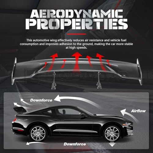57" Car Rear GT Wing Spoiler, ABS & Aluminum Alloy Universal Rear Spoiler with Adjustable Bracket, Carbon Fiber - style: Carbon Fiber