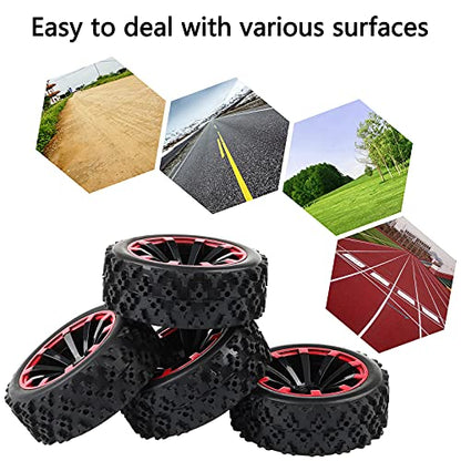 1/10 RC Car Tires 12mm Hex Wheels | For 1/18 Truck 1/12 to 1/16 Buggy, Compatible with Slash WLtoys 144001 A959 124018 124019 - color: black