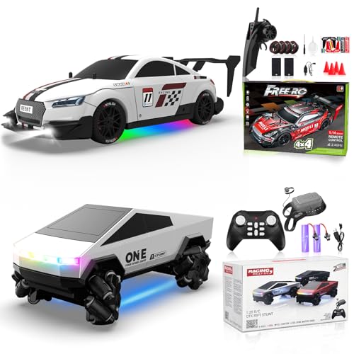 1/16 RC Drift Car 2.4Ghz 4WD Remote Control Cars with Spray & Led Lights 1/28 Scale Gesture Sensing RC Stunt Cars Toys for 6-12 Years Old Boys Girls